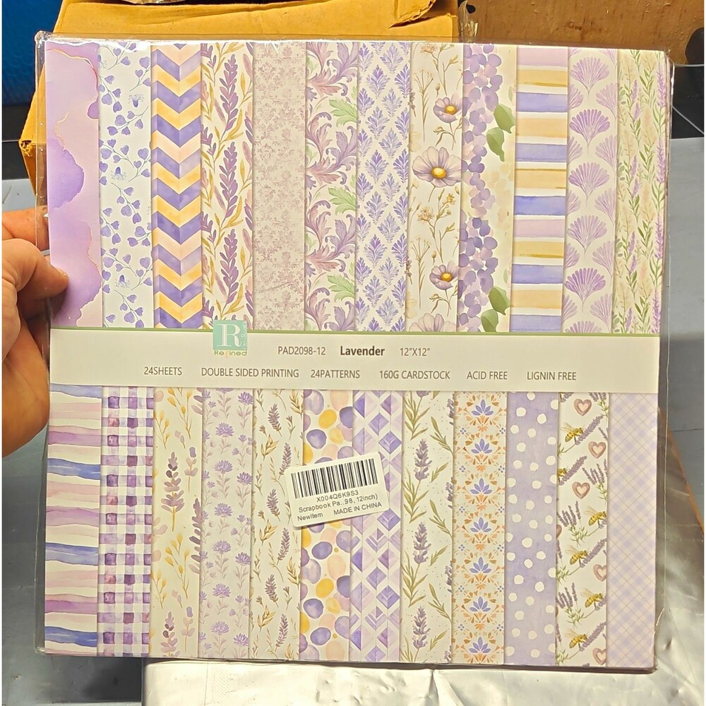 Vintage Purple Flower Pattern Paper 12x12 24 Sheets Double Side Cardmaking Craft